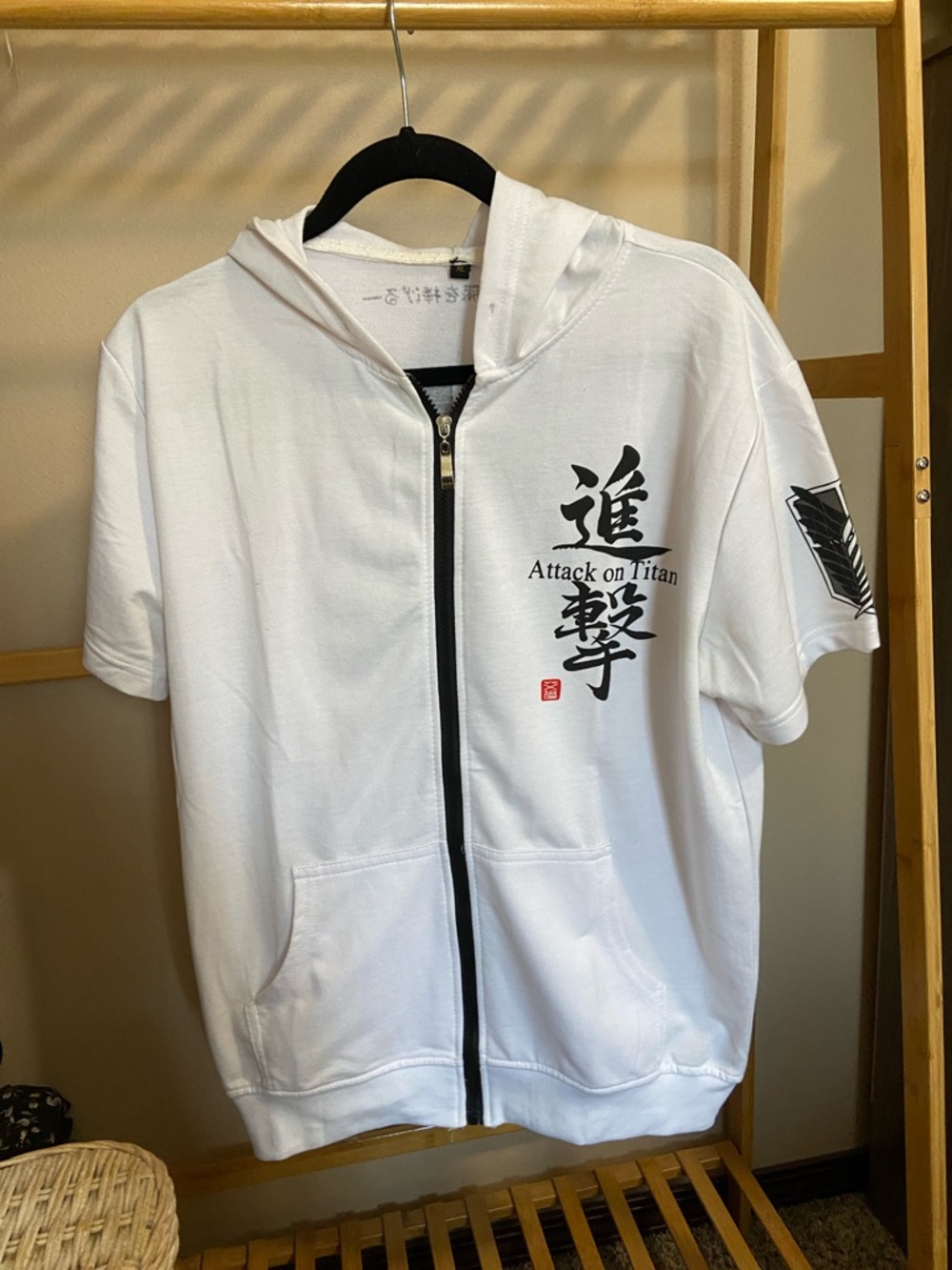 Attack on Titan White Zip Hoodie Shirt